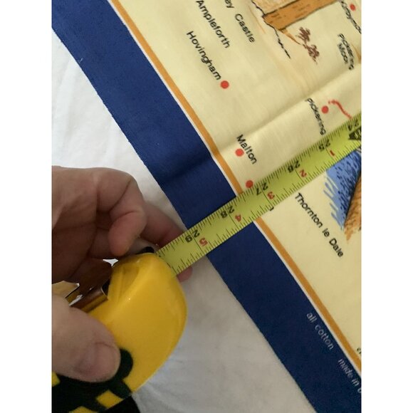 Vintage Clive Mayor Yorkshire Made in Britain Tea Towel Blue Souvenir Map Cotton - Picture 7 of 8